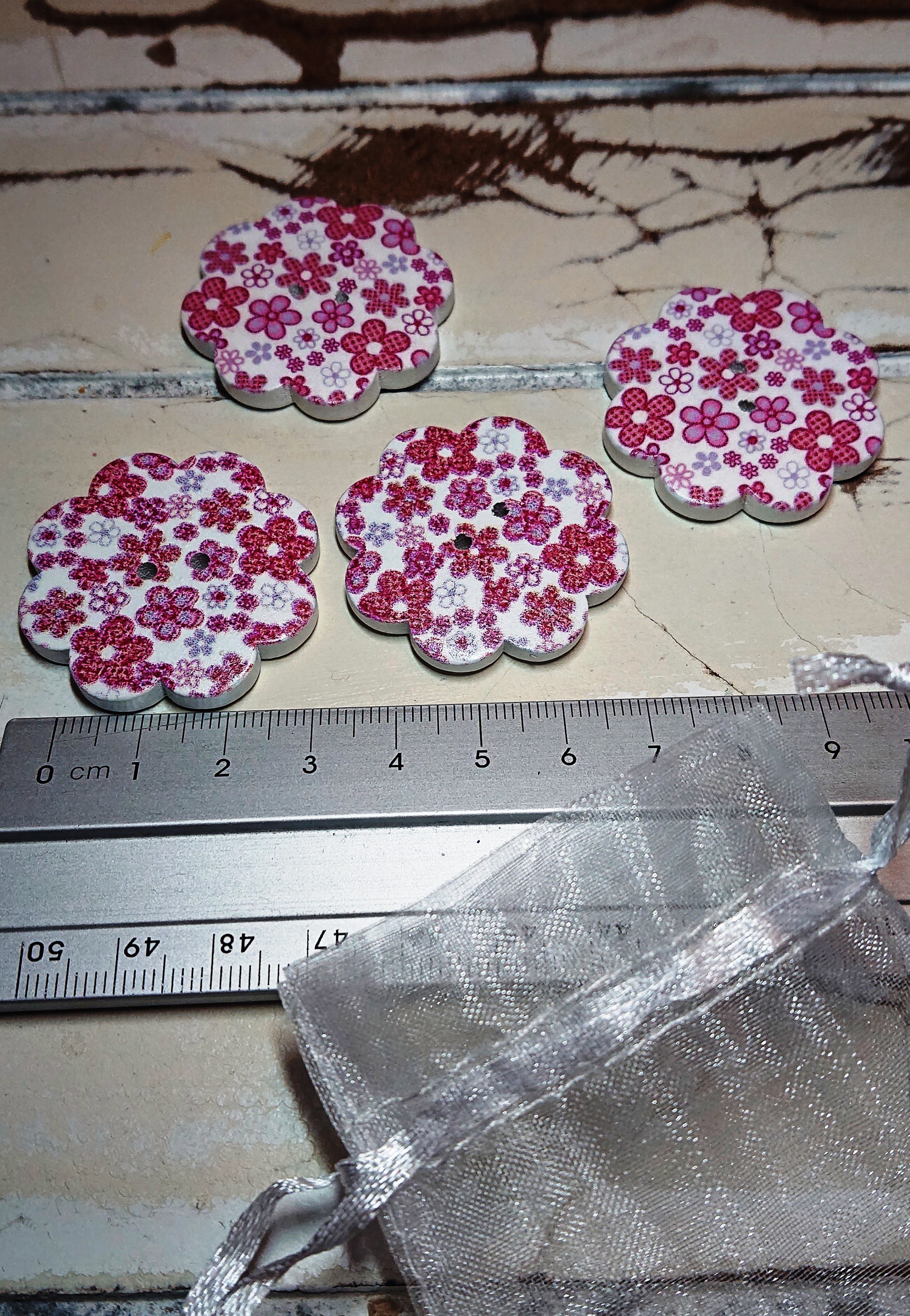 Blumen Knopfset 3 Holz